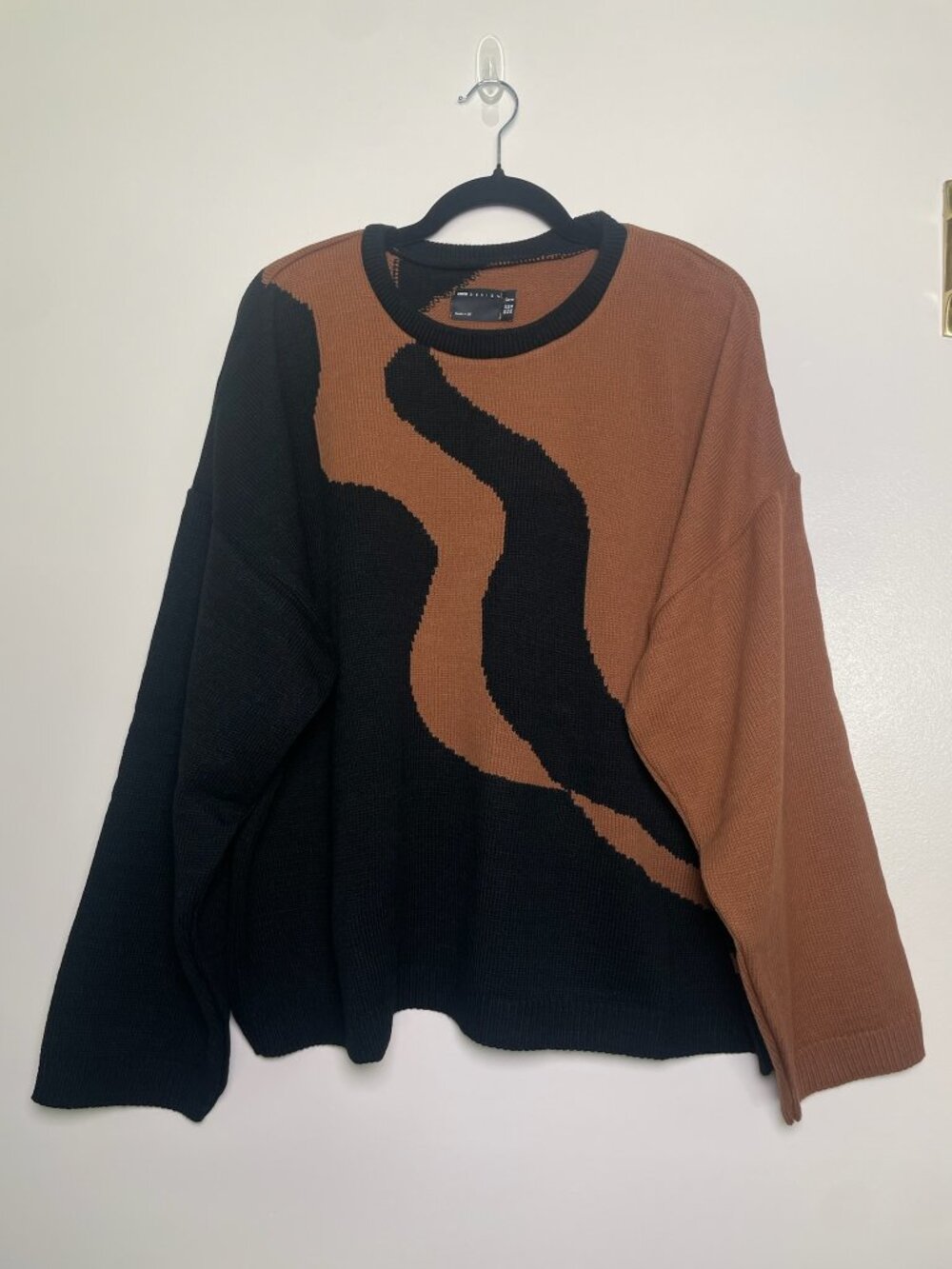 ASOS Design Curve Brown Black Abstract Colorblock Sweater US 18 NWOT